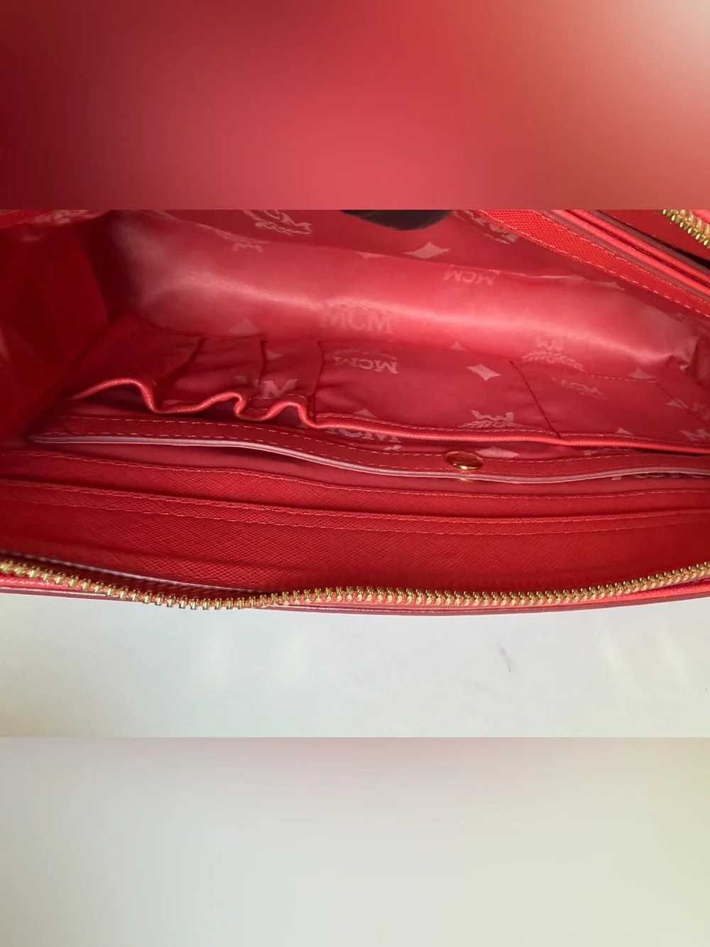 MCM Red Saffiano Leather Satchel - Brand Unknown